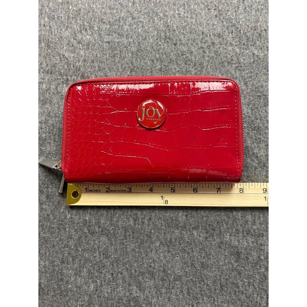 New Joy Mangano Red Croc Embossed Wallet 2 Wrap-Around Zippers With Card Slots - Picture 2 of 7